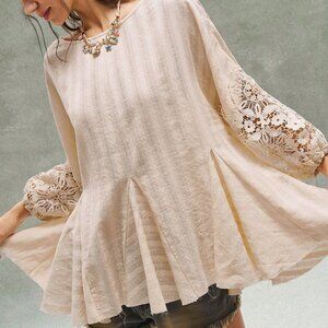 Apricot Bohemian Women's 3/4 Sleeve Patchwork Shirt